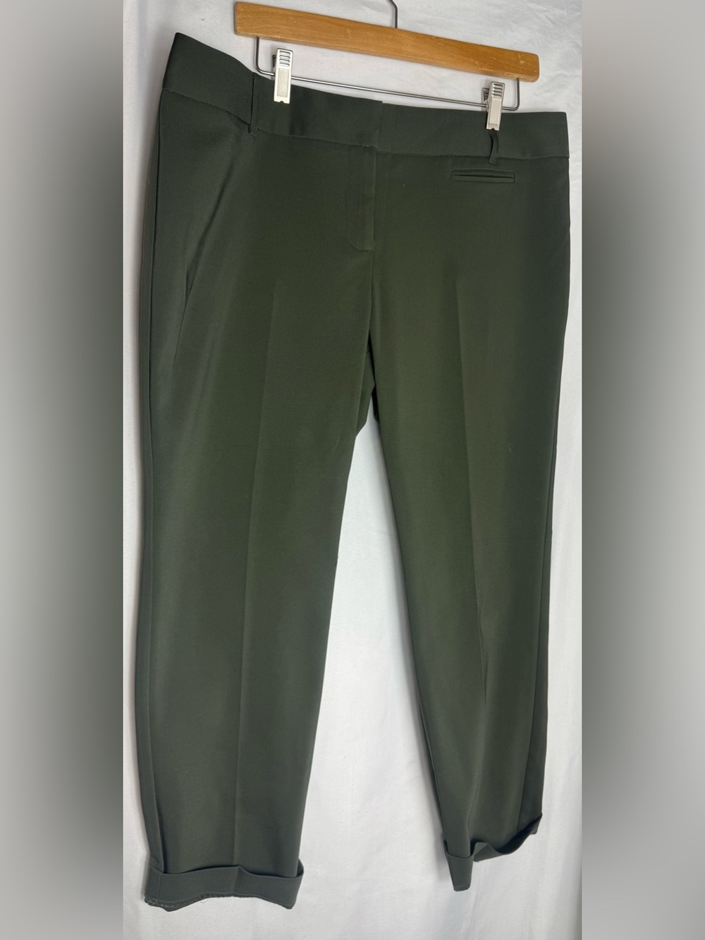 Van Heusen Classic Women's Tailored Trousers straight leg short Dark Olive NWT